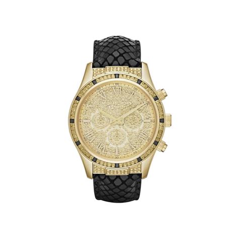 michael kors layton gold tone glitz black leather watch|Michael Kors MK2310 Gold.